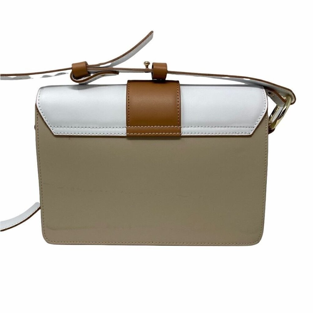Carlo Pazolini Womens Shoulder Bag Beige Color Block Leather Magnetic Snap NEW - Picture 4 of 9